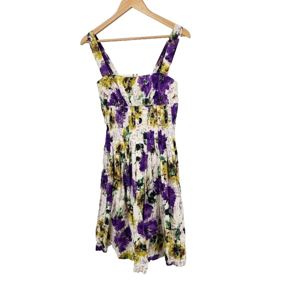 Suzi Chin Maggy Boutique Floral Sundress Size 6 Pleated Cottage Garden Party - Picture 2 of 7